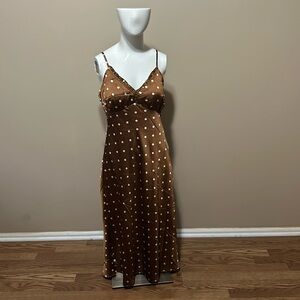 Japan brown silk Polka Dot dress